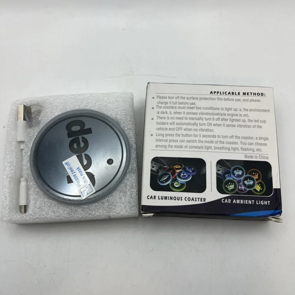 Jeep Auto Cup Holder Coasters Set Of 2 New Opened Boxed - Ambient Light